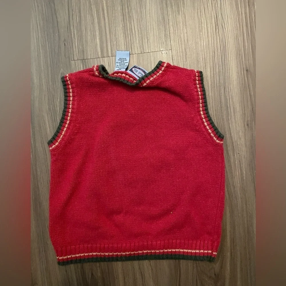 Koala Kids Red and Green Knit Vest with Bear Design size 36M